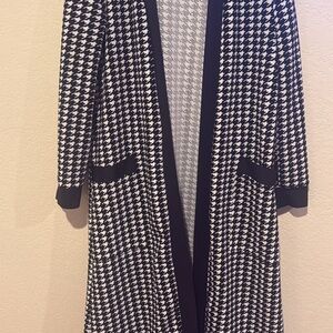 SHEIN Black and White Houndstooth Coat